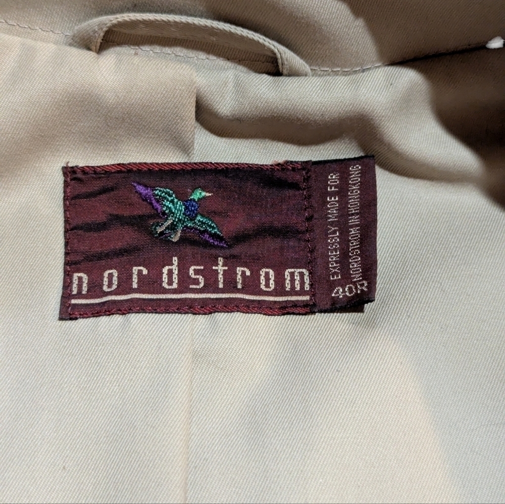 Vintage Nordstrom Classic Tan Cotton Blend Trench Coat Size 40R Preppy Retro - Picture 6 of 9